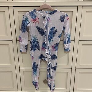 Posh Peanut Floral Footie - Blue and Pink